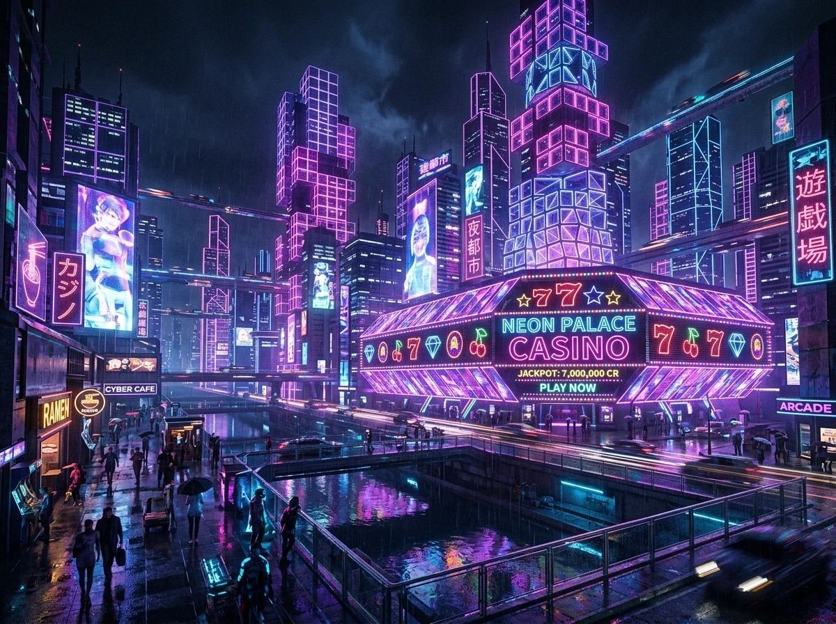 Futuristische neon cyberpunk skyline