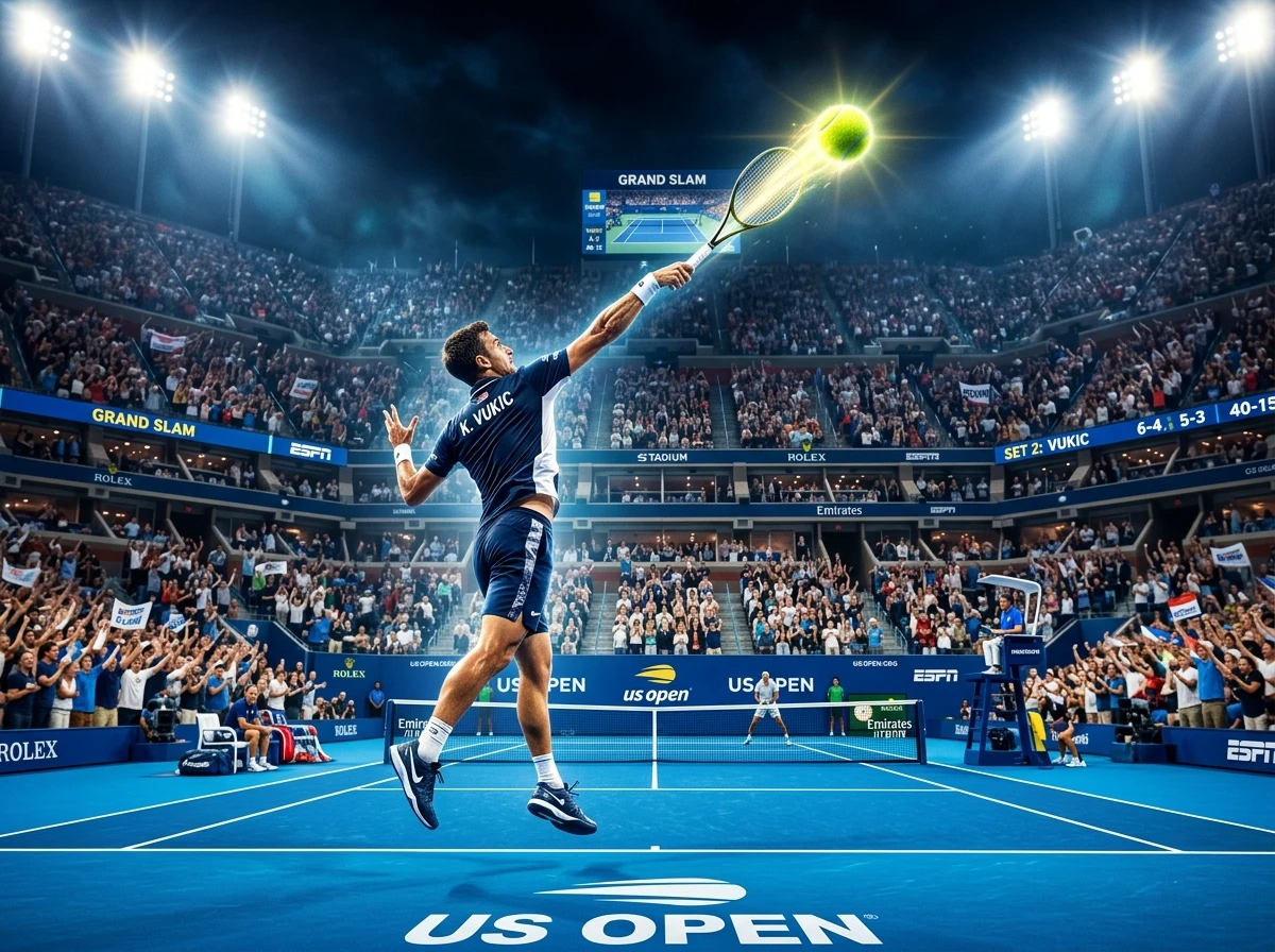 Professionele tennisser serveert